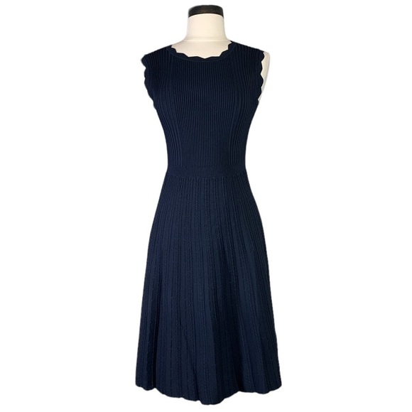 Rebecca Taylor Tailored navy blue sleeveless dress size small - Picture 3 of 9